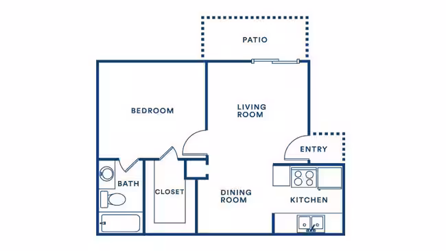 1 Bed • 1 Bath PW-1209 floor plan